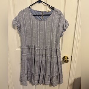 Entro Blue and White Striped Babydoll Dress